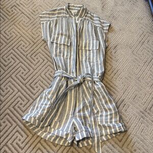Frame linen Striped chambray Button-Up onesie